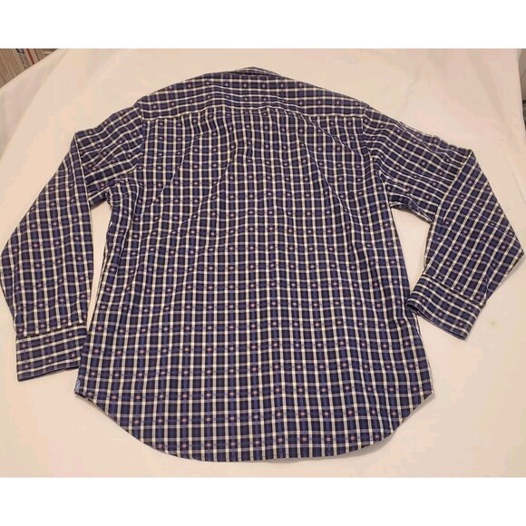 Robert Graham Mens XL Blue Plaid Button Down Shirt Long Sleeve Roll Cuff - Picture 2 of 10